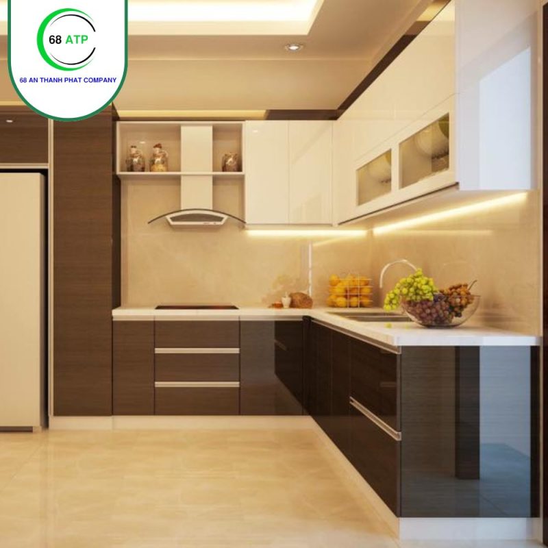 Tủ Bếp Bằng Ván Nhựa Giả Gỗ