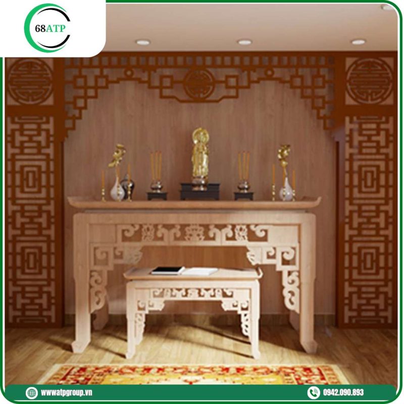 Phòng thờ được cắt hoa văn chi tiết